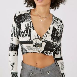 UO- CROPPED PRINT CARDIGAN